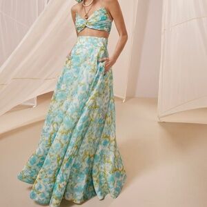 Zimmermann floral maxi skirt + matching bustier top